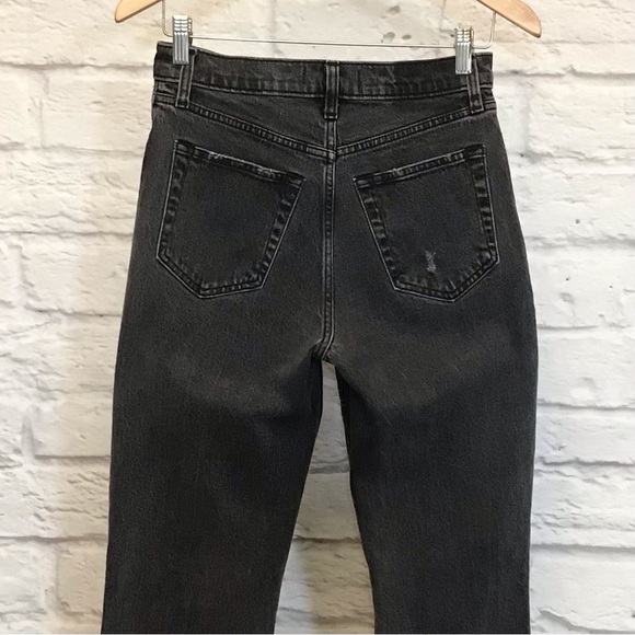 Abercrombie Fitch 4 (27) The 90s Straight High Rise Women’s Jeans Black Distress - Picture 7 of 11